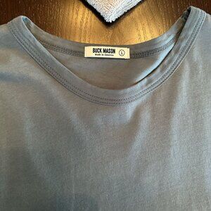 Buck Mason Curved Tee in Venice Wash / Aqua Blue